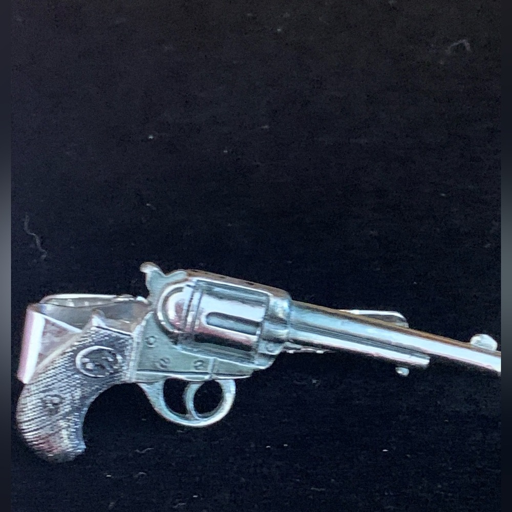 Vintage Arcon Gun Tie Clip Silver Tone Novelty Revolver Tie Bar 2”